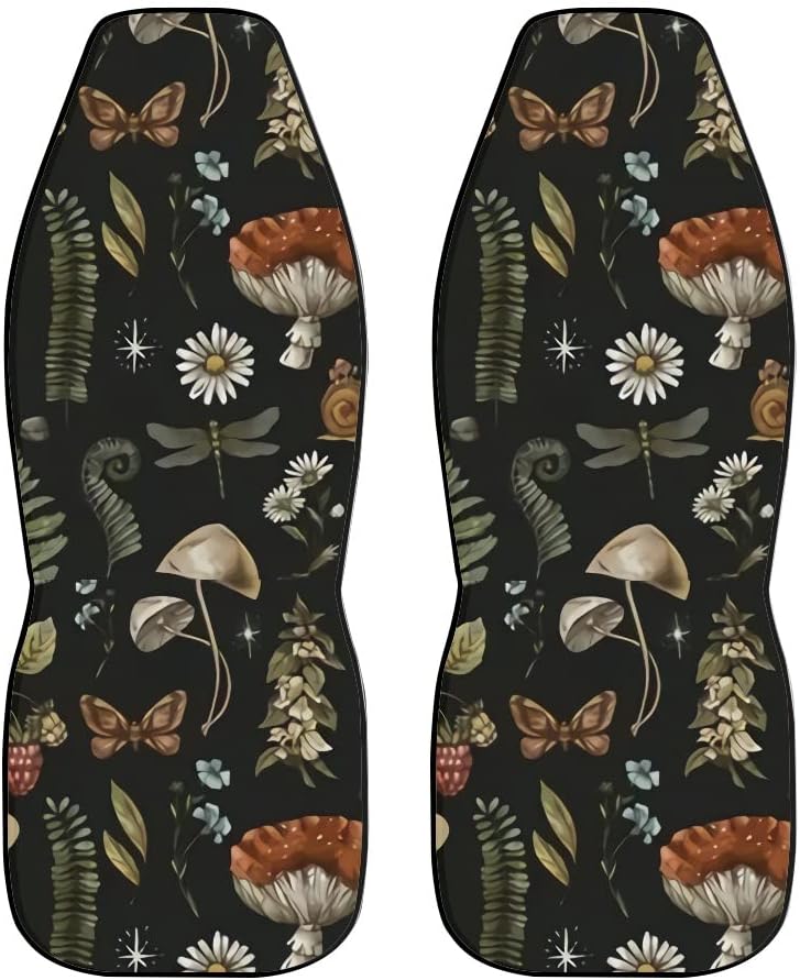 Mushroom Car Seat Covers,2 Pcs,Daisy Dragonfly Butterflies Mushroom Auto Seat...