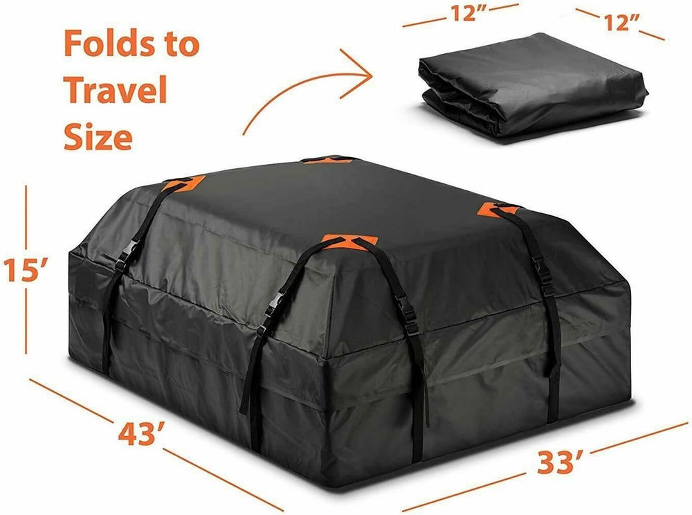 ZONETECH Durable Roof Top Waterproof Cargo Bag -Classic Black 15 Cubic Feet P...