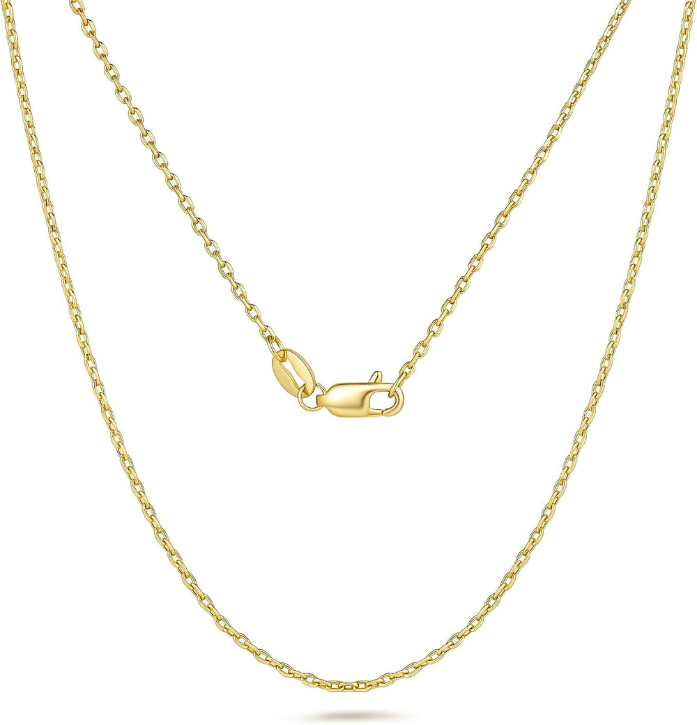 14K Gold Necklaces for Women Men 1.1/1.2/1.3mm Cable Chain Necklace