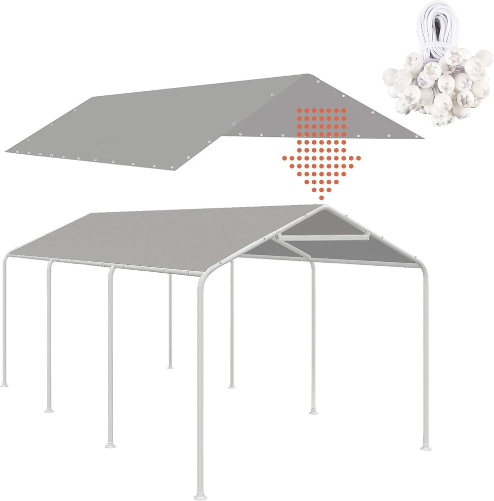 10 x 20 Ft Carport Replacement Canopy Cover Garage Top Tent Shelter Tarp with...
