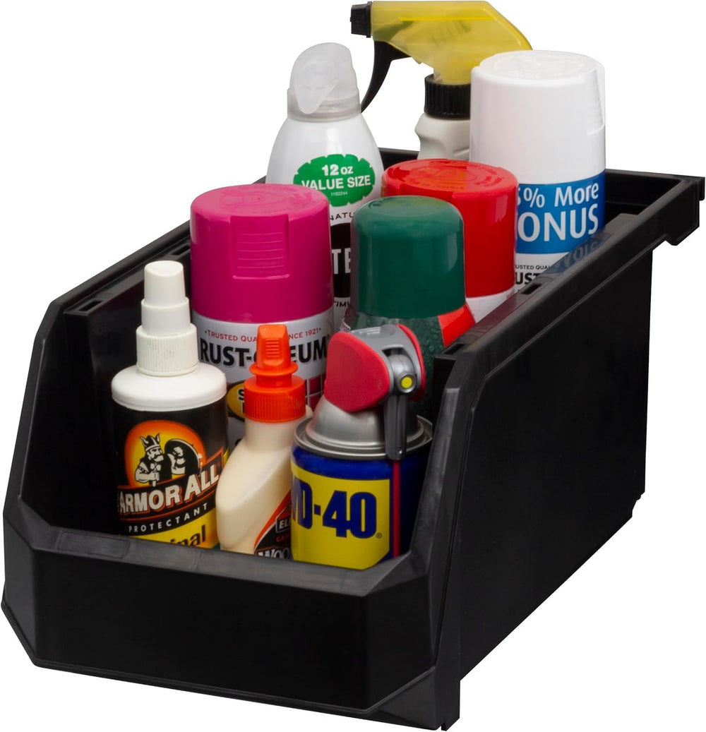 ReadySpace Large Stackable Plastic Storage Bins, 6-Pack, Black