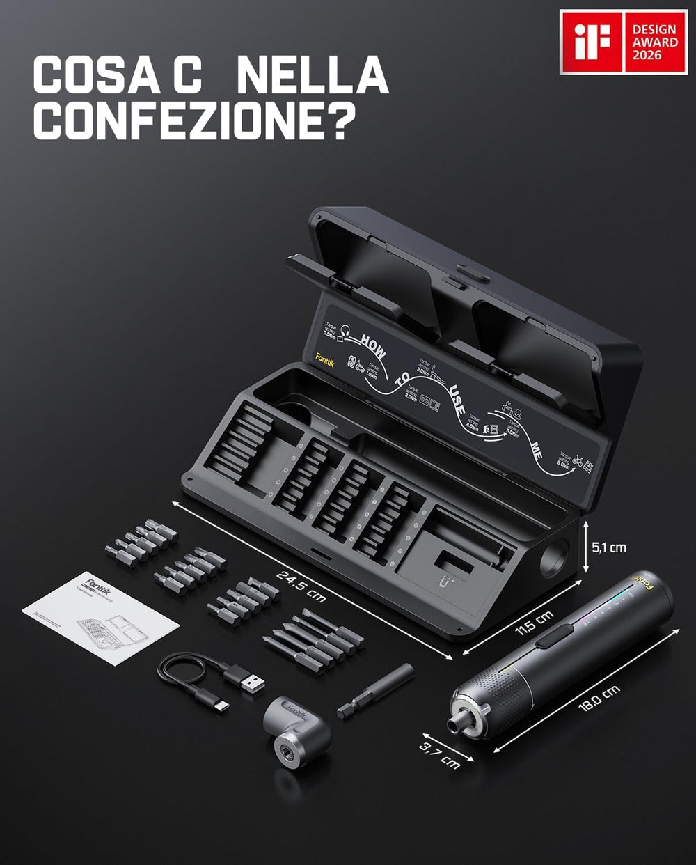 Fanttik S2 Pro Electric Screwdriver, Cordless Screwdriver Set(Space Grey)