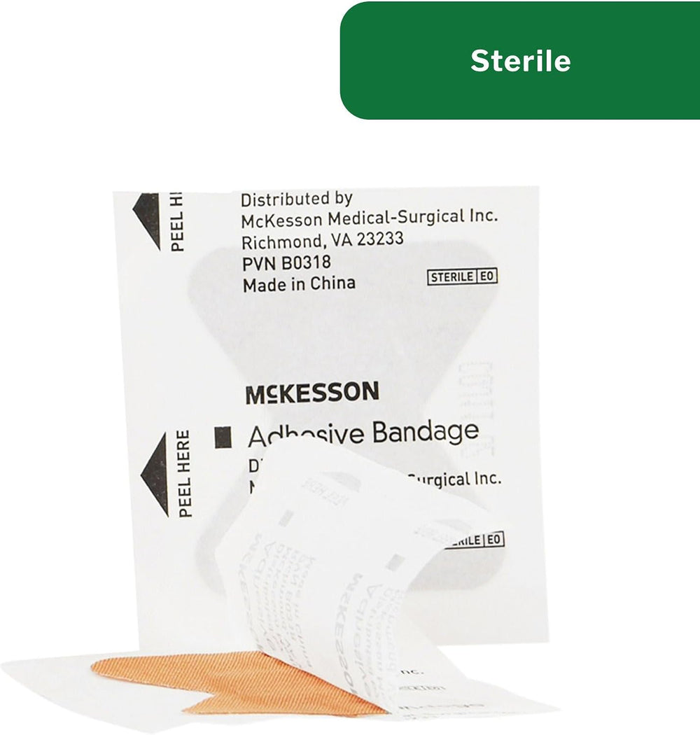 McKesson Adhesive Bandages, Sterile, Fabric, Tan, Small, 1.7 x 2 in, 100 ct