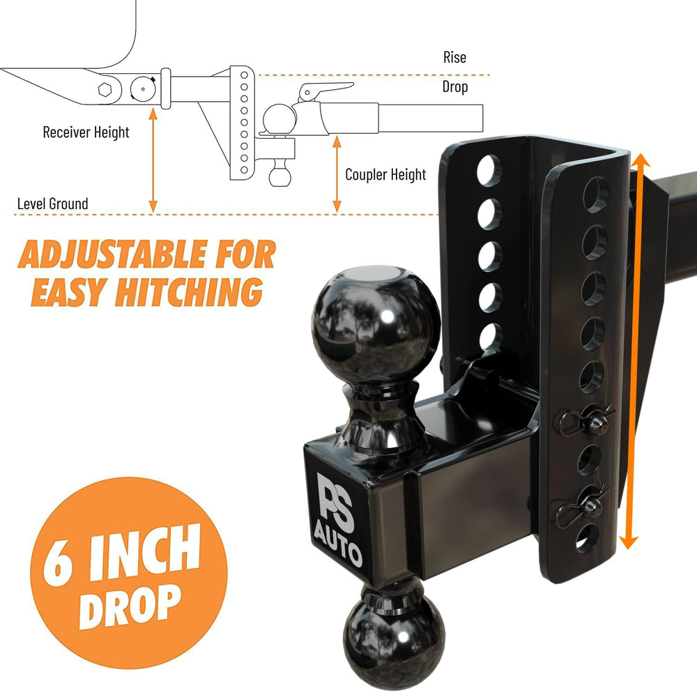 Adjustable Gooseneck Drawbar Trailer Hitch - 20,000 LBS, Fits 2 and 2-5/16 In...