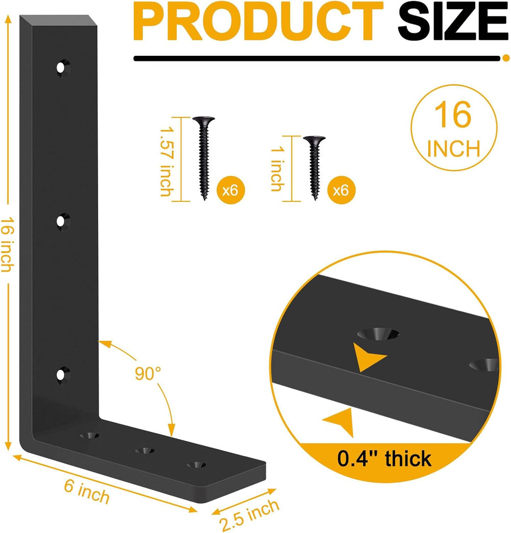 Countertop Support Brackets, Heavy Duty L Shelf Bracket 16'' x 6'...