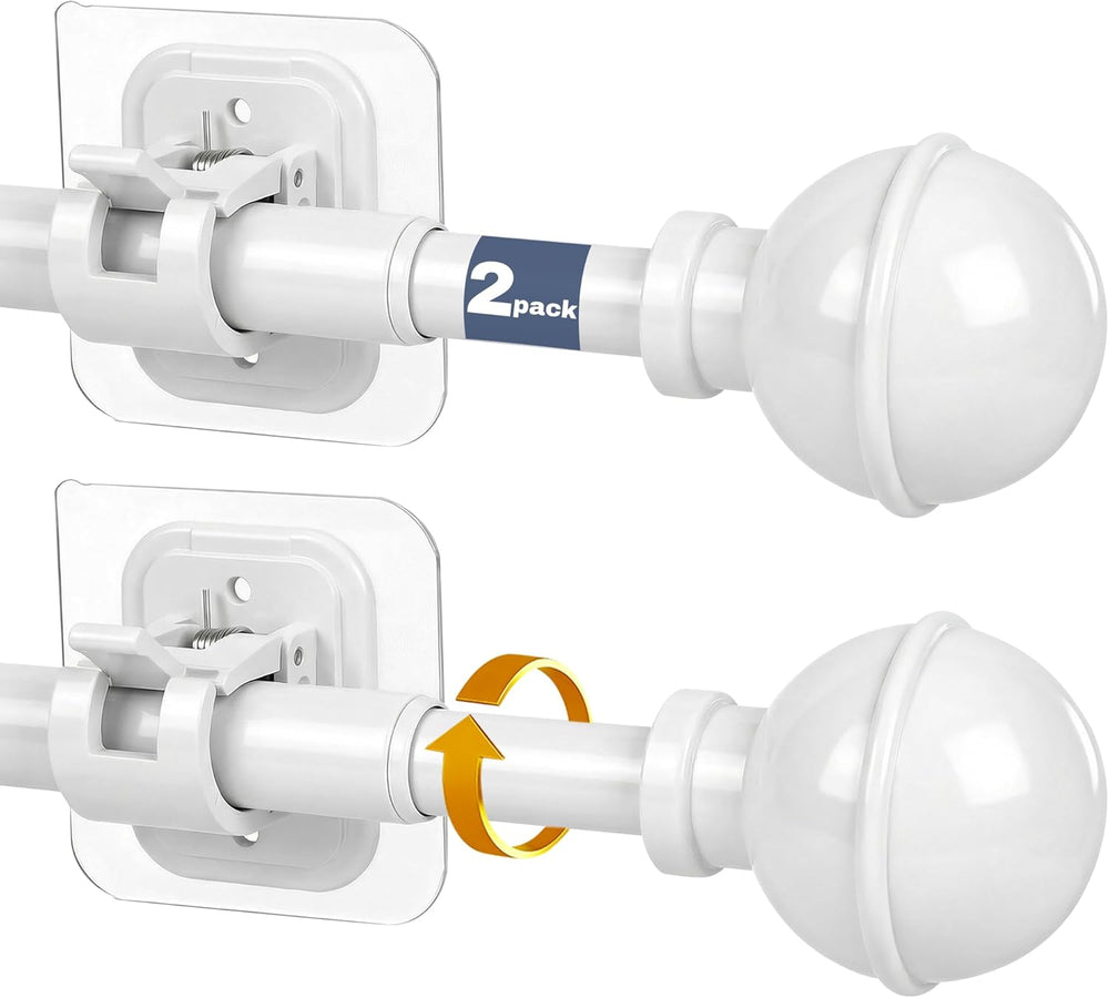 2 Pack Adhesive Curtain Rod No Drilling for Renter 27 to 112" Adjustable