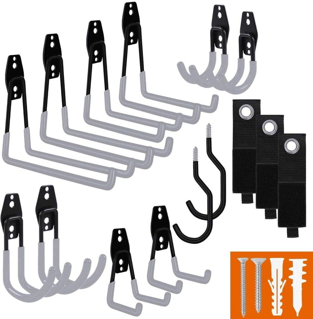 SMARTOLOGY Garage Hooks with Bike Hook & Extension Cord Organizer, 15 Pac...