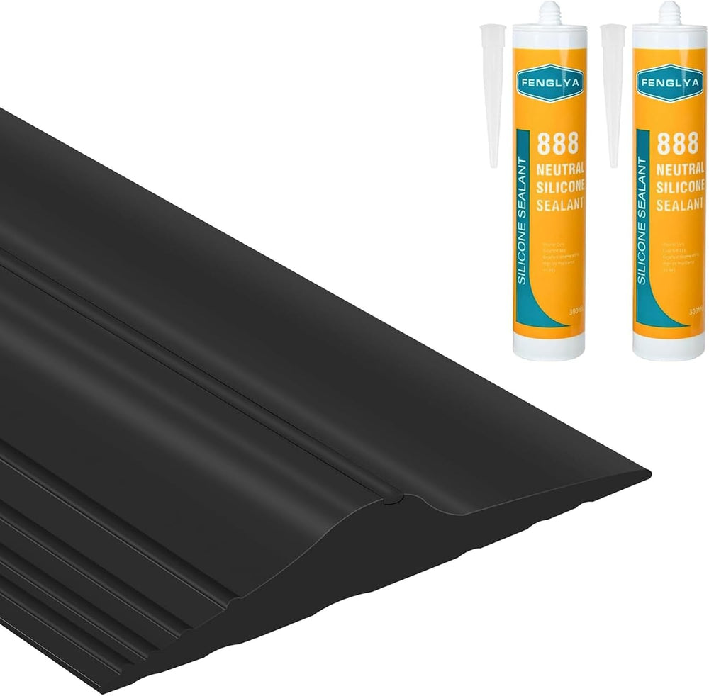 20Ft/6.1M Universal Garage Threshold Seal Strip with 300ml Black Adhesives, G...