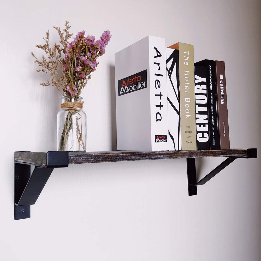 Heavy Duty Shelf Brackets 16 inch, Industrial Wall Brackets with Lip Metal St...