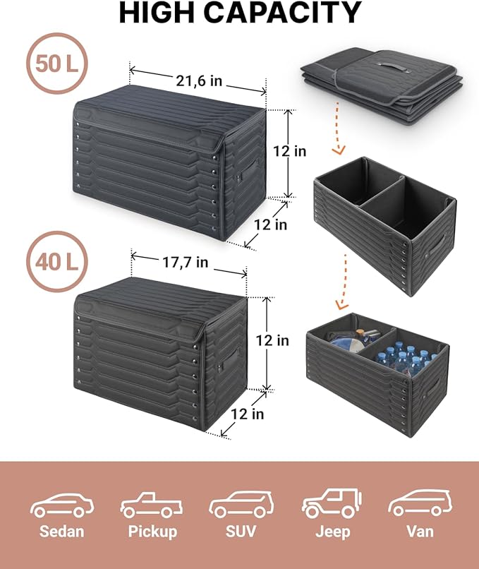 Foldable Trunk Organizer For Car (2pc)