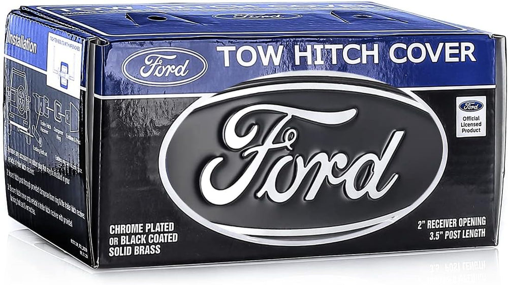Ford Oval Hitch Cover Plug for Trailer Towing Black Solid Brass Stainless Ste...