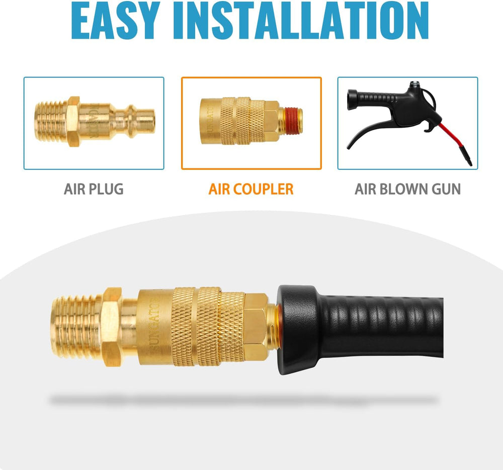 SUNGATOR 15-Pack Brass 1/4" Quick Connect Air Hose Coupler, MNPT Industrial