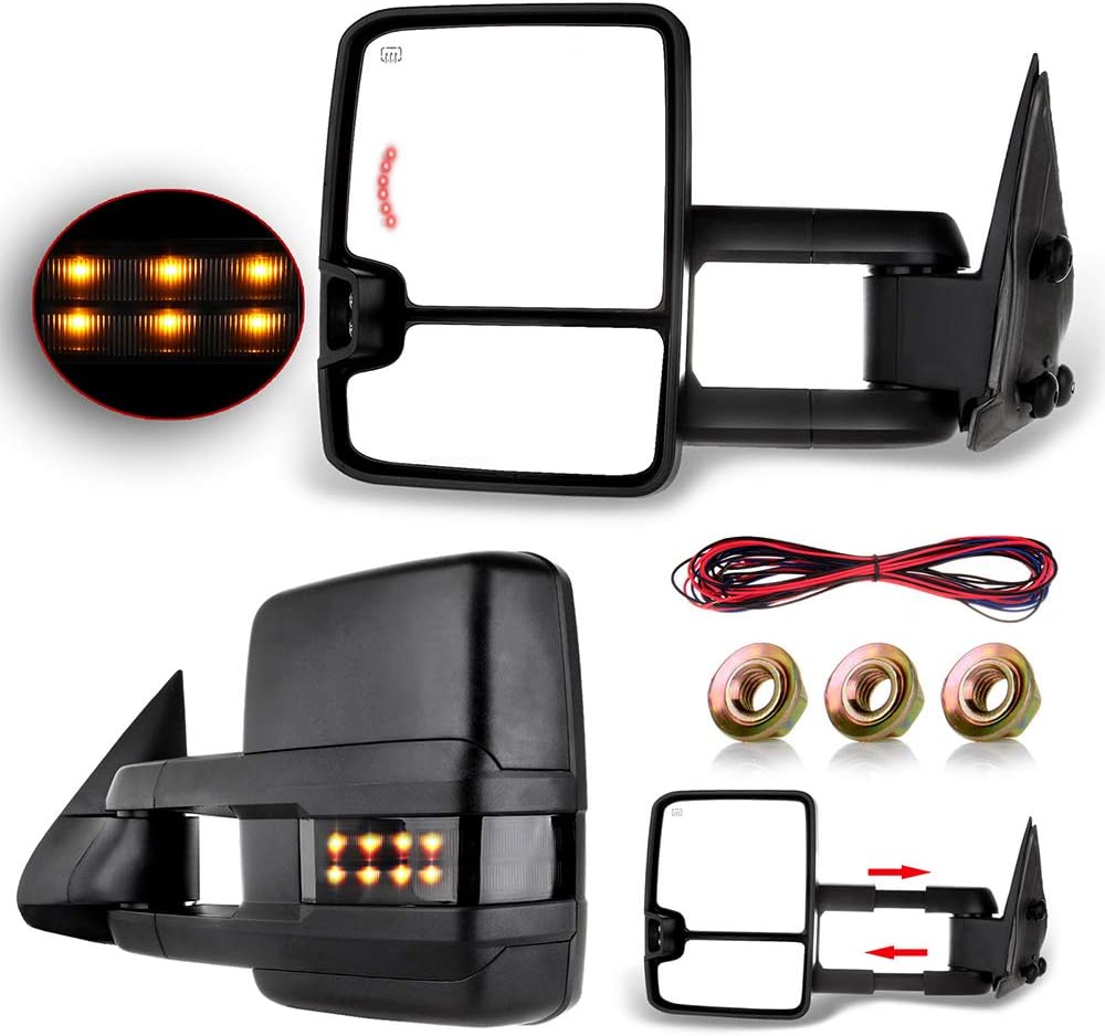 A Pair Heated Towing Mirrors Fits 1999-2002 for Chevy Silverado for GMC Sierr...