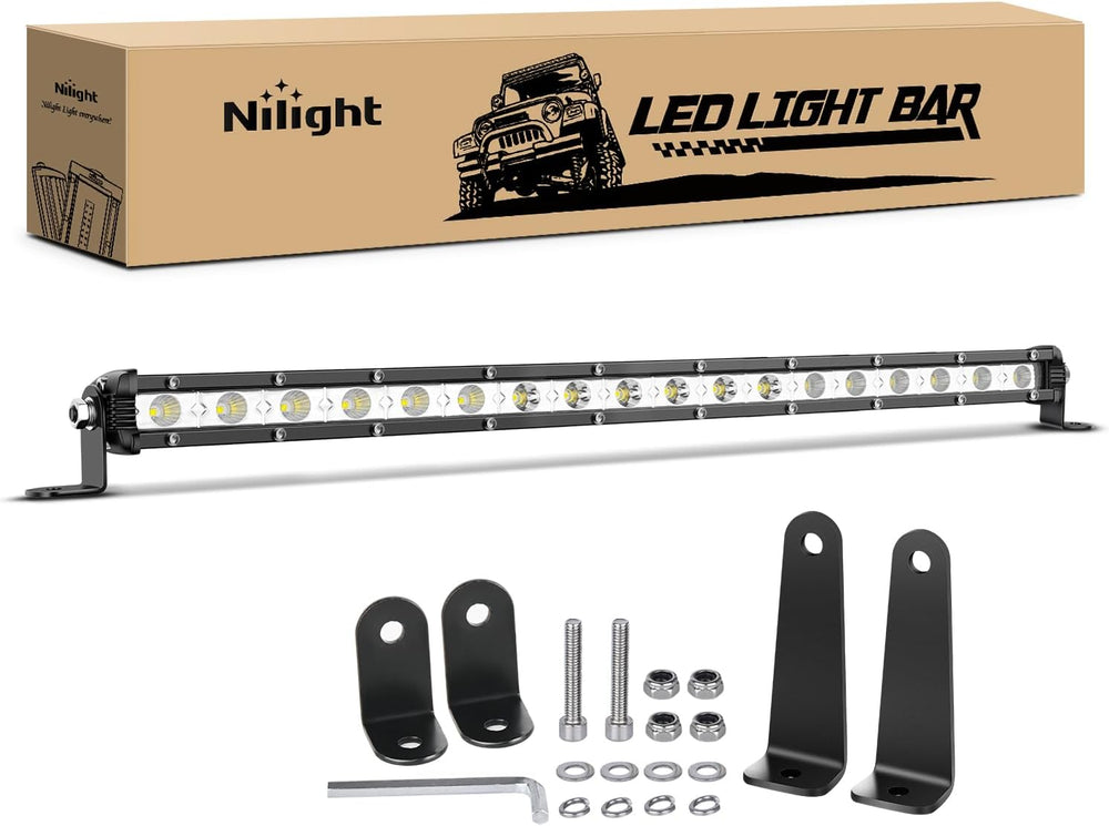 Nilight Single Row LED Light Bar Ultra-Slim Spot Flood Combo Beam Pod 20 Inch...