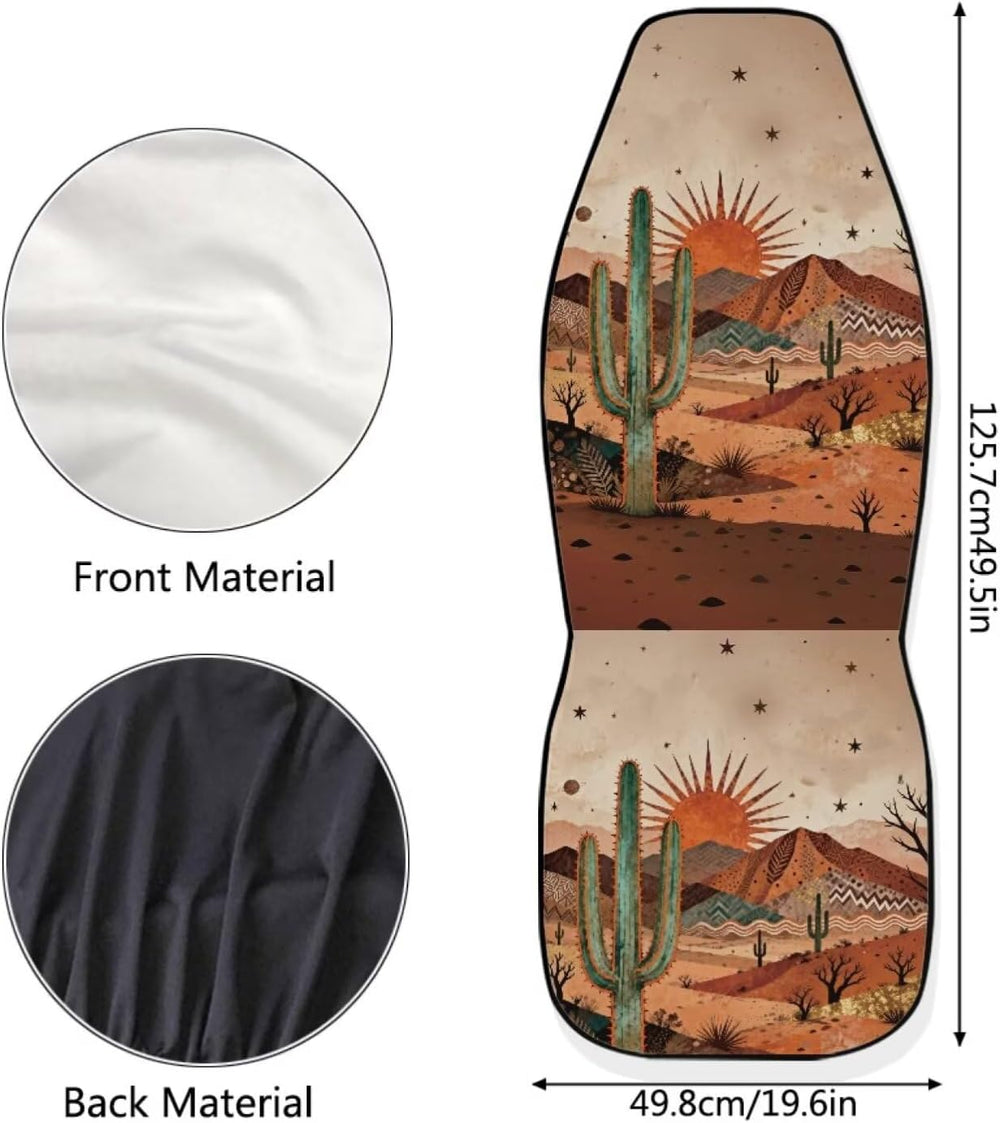 BIGCARJOB Desert Cactus Car Seat Cover Full Set Universal Car Interior Access...