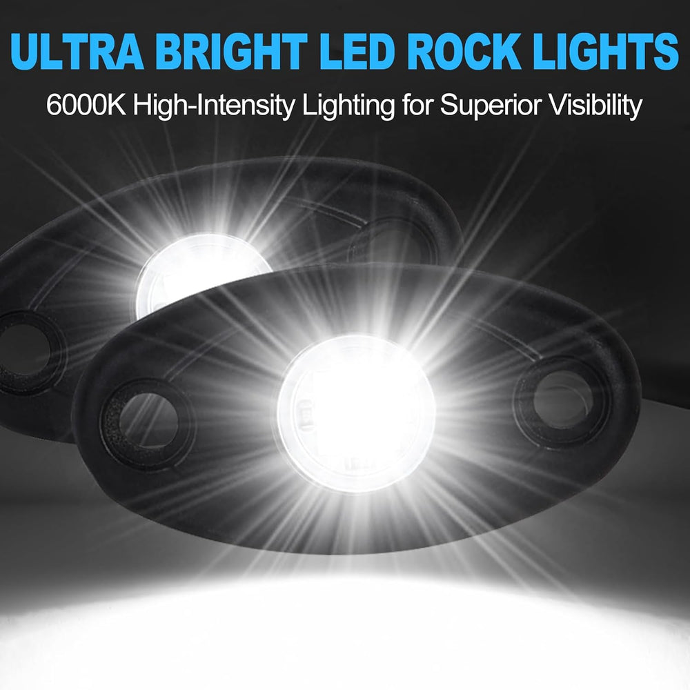 24 Pods White Led Rock Lights๏ผAutomotive General Under Body Neon Glow Led Pur...
