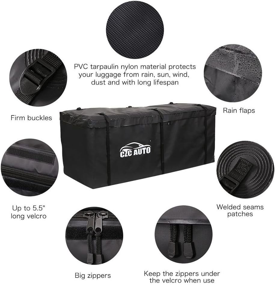 CZC AUTO Hitch Cargo Carrier Bag, 20 cu. ft Waterproof/Rainproof/Weatherproof...
