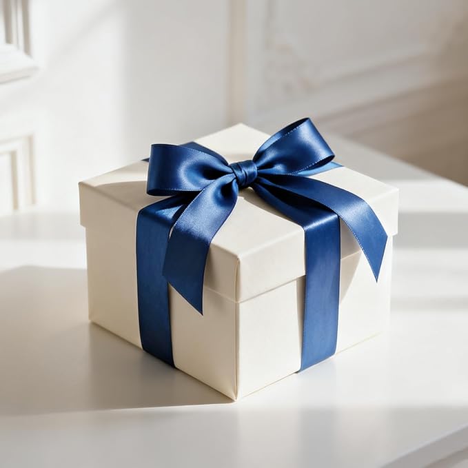 NESCCI 100 Yards Ribbon,1-1/2 Inch Dark Blue Satin Ribbon,Single Face Satin R...