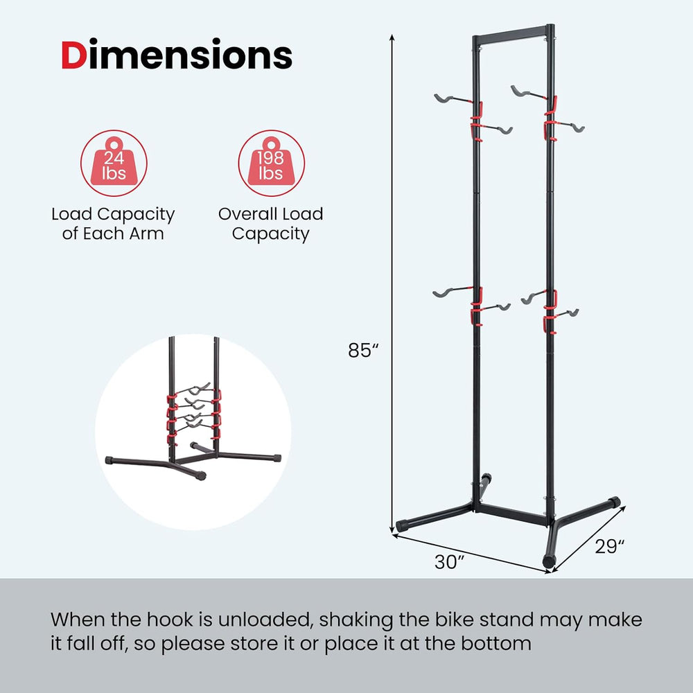 Goplus 4 Bike Storage Rack, Indoor Freestanding Bike Rack for Garage, 8 Adjus...