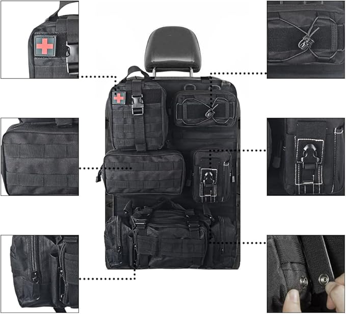 Universal Tactical Seat Back Organizer Vehicle Molle Panel Organizer Storage
