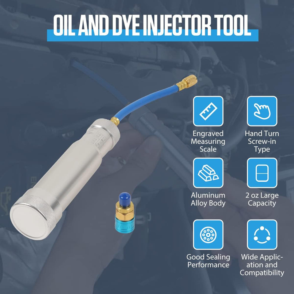 AC Oil Dye Injector Tool with Scale, R134A Compressor Oil Injector Kit