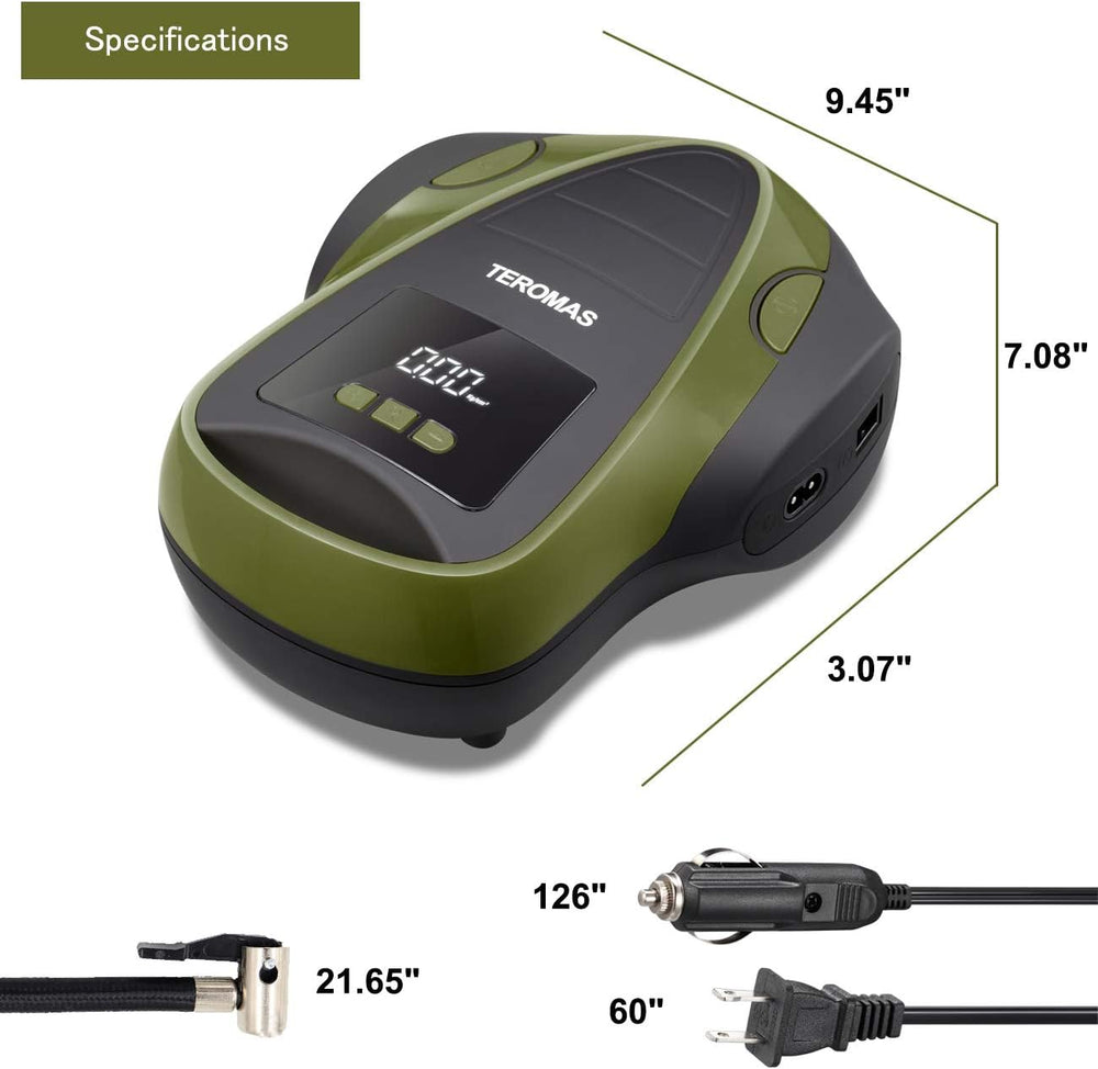 Tire Inflator Portable Air Compressor, Air Pump DC/AC for Car Tires 12V DC an...