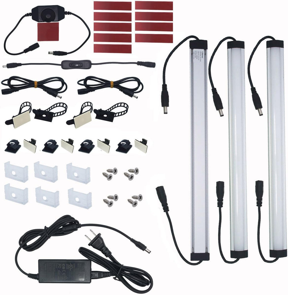 Under Cabinet Lighting Kit Plug in, 3 Light Bars 20W Super Bright