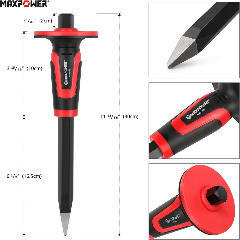 MAXPOWER Masonry Chisels, 11" Point Chisel, Flat Chisels, 8" Brick ...