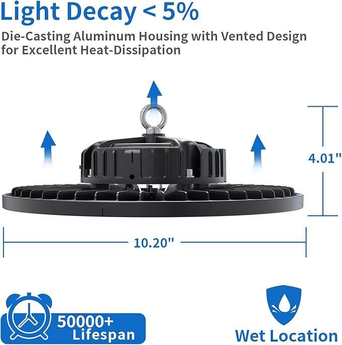 6 Pack UFO LED High Bay Light 150W, 21000 LM, 5000K