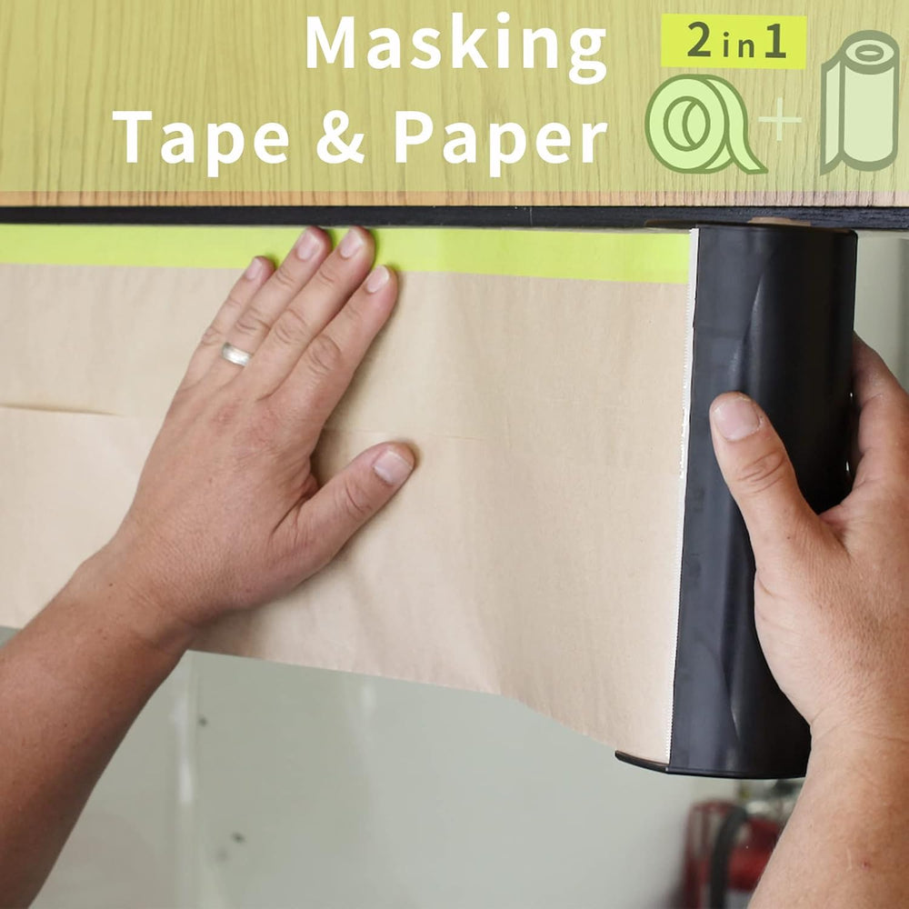 Tangibay Pre-Taped Masking Paper for Painting, 12 inch x 50 feet, 12 Rolls