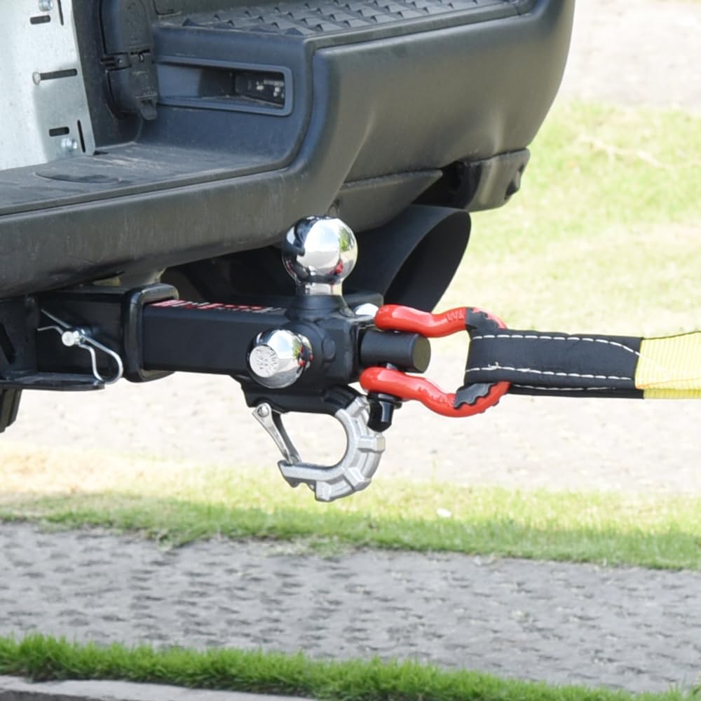 Trailer Hitch Tri-Ball Mount: with Swivel Tow Shackle and Tow Hook, fits for ...