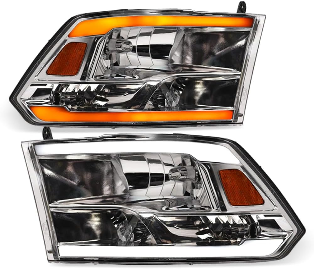Switchback Sequential LED Strip Tube Bar Chrome Housing Crystal Headlights Si...