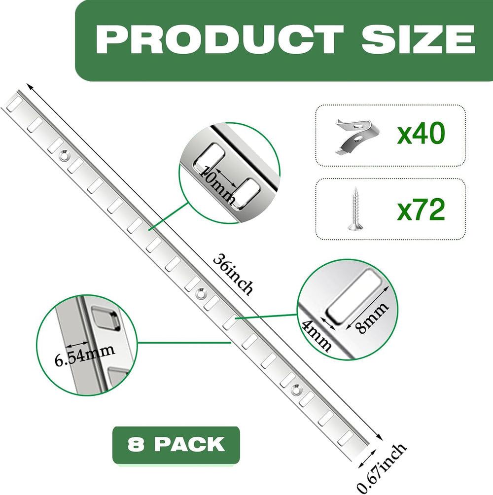 8 Pcs 36 Inch Shelf Pilaster with 40 Clips and 72 Screws, Adjustable Shelf Br...