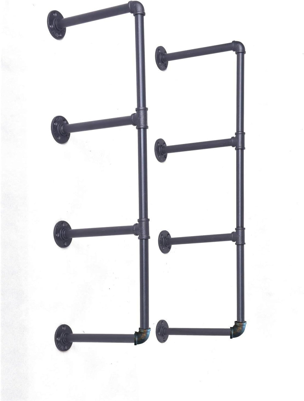 DIY Industrial Black Pipe Bookshelf Wall Ceiling Mounted Open Bookshelf Parts...