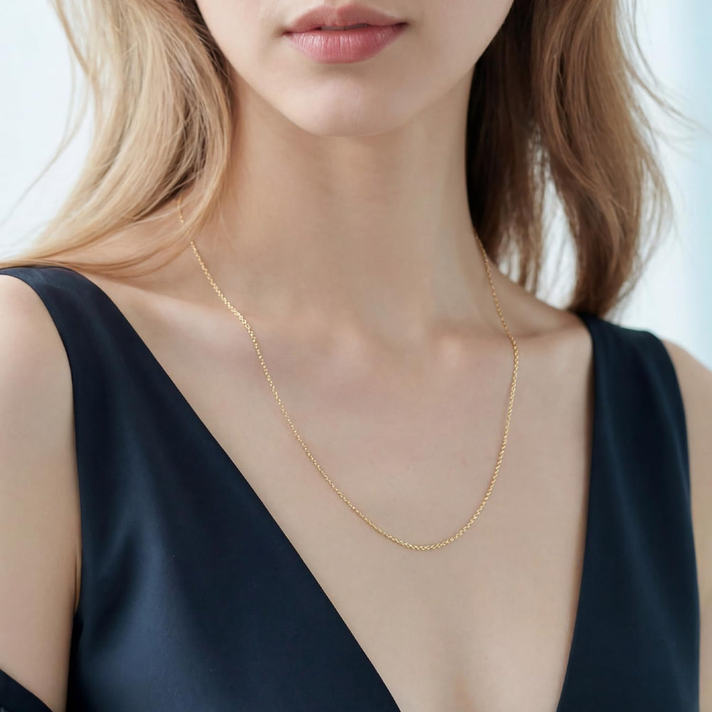14K Gold Necklaces for Women Men 1.1/1.2/1.3mm Cable Chain Necklace