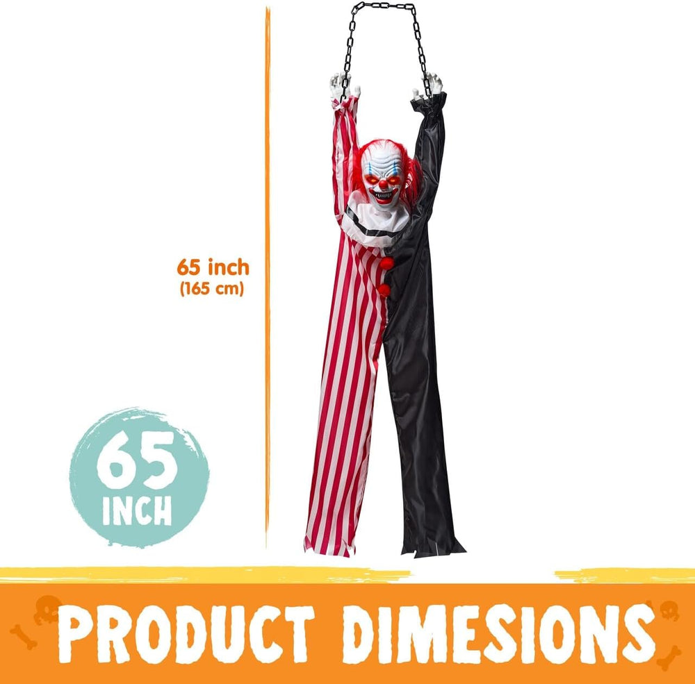 JOYIN 65" Halloween Hanging Scary Clown Decorations with Chain, with LED...