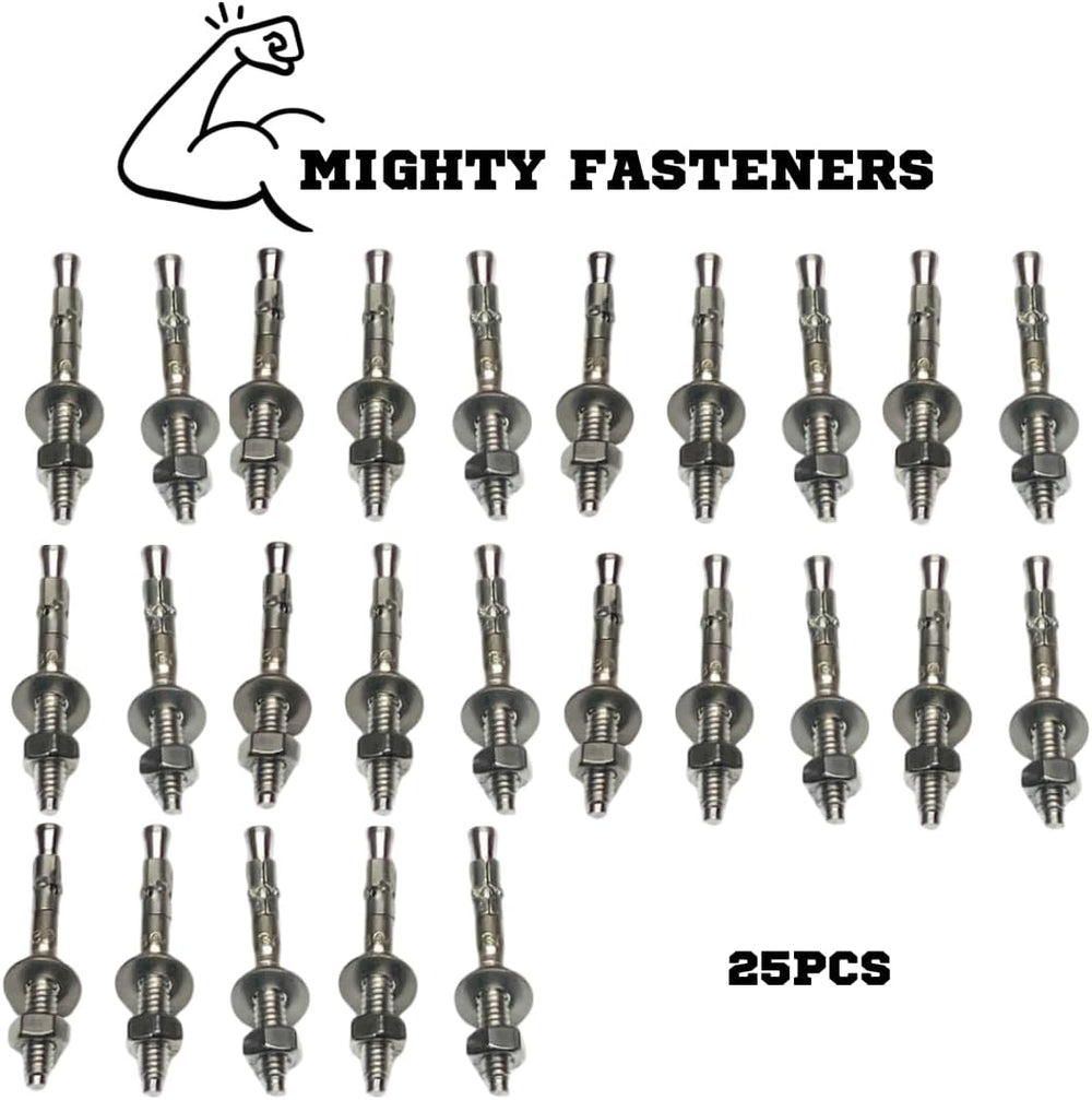 Mighty Fasteners 304 Stainless Steel Wedge Anchors 1/4" X 2-1/4" - ...