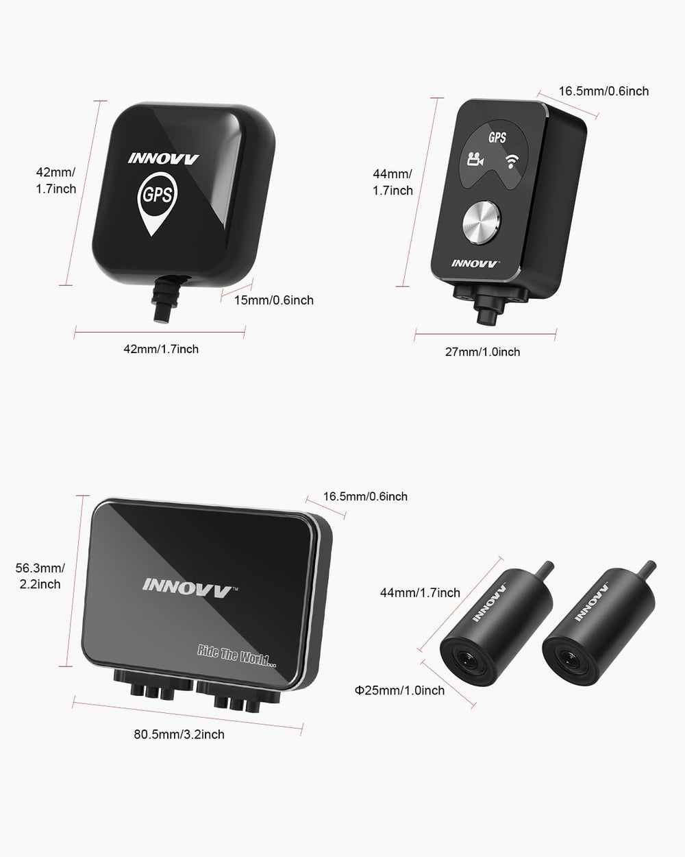 INNOVV K7 Motorcycle Dash Cam, 2K + 2K Front and Rear Camera with EIS Anti-Sh...