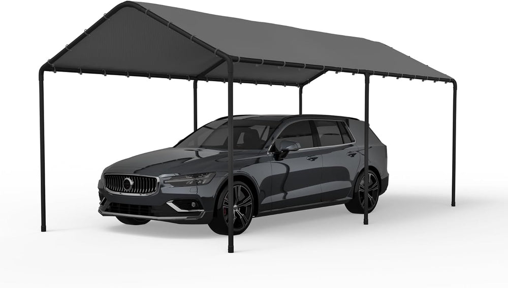 Carport, 10‘ x 20’ Garage Car Canopy w/Water-Resistant Top Cover, Grey
