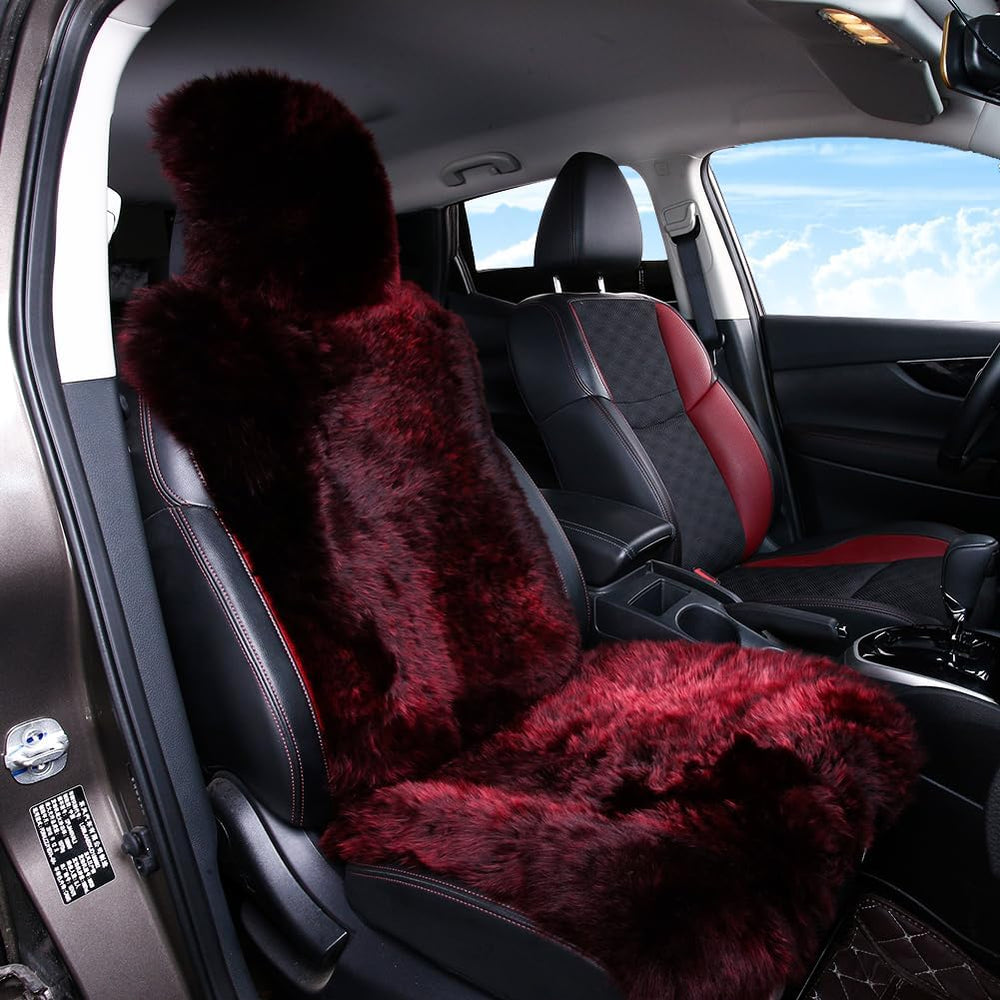Fluffy Sheepskin Car Seat Cover for Soft Auto Fur Pet Cushion Pad
