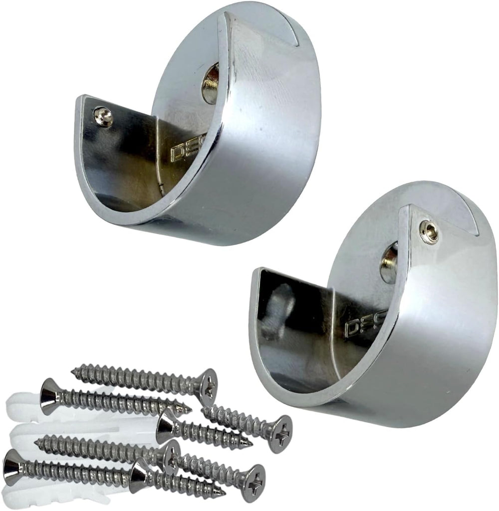 Closet Rod Support Flanges with Screw On Attachment | Heavy Duty Clothes Pole...