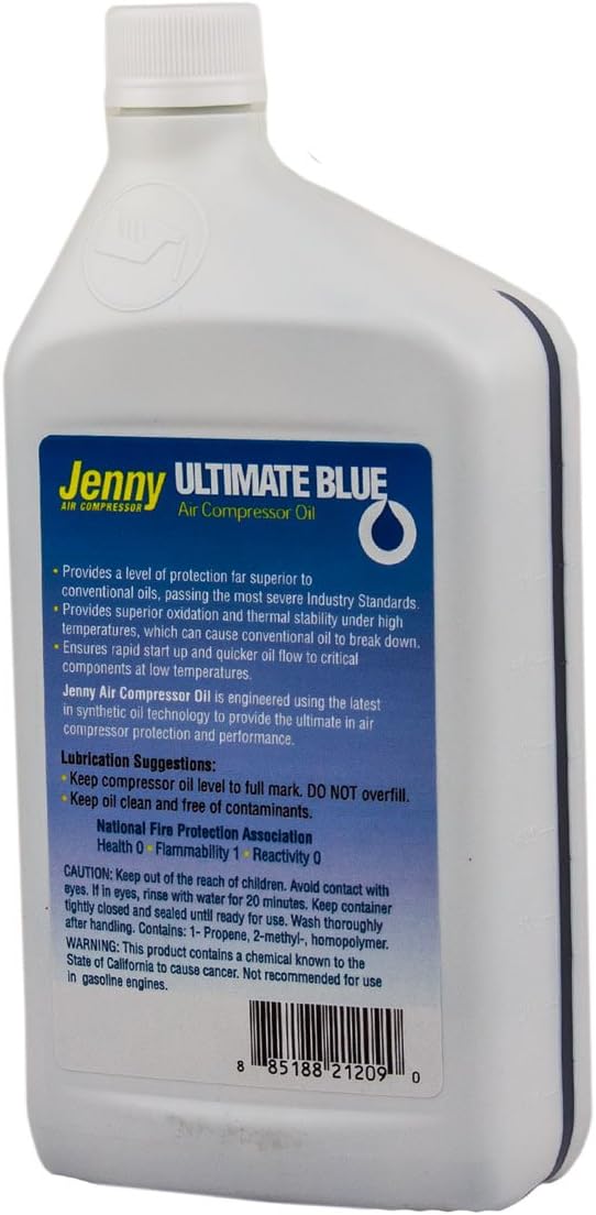 Jenny Ultimate Blue 100% Synthetic Air Compressor Oil, 1 QT
