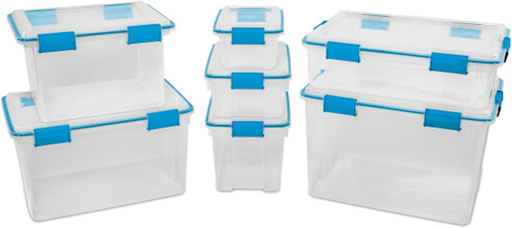Sterilite 4-Pack 54 Quart Gasket Box, Home Storage Organizer Bins with Lids -...