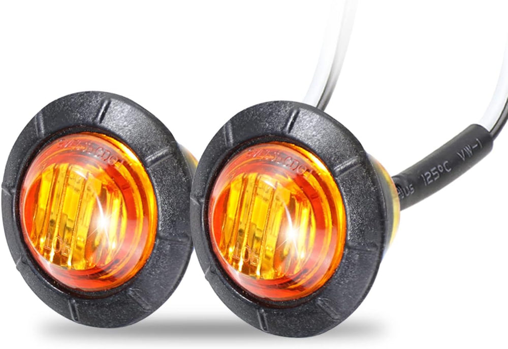 100 Pcs 3/4 Inch Small Round Amber Sealed Button Side Marker Lights Fit for T...