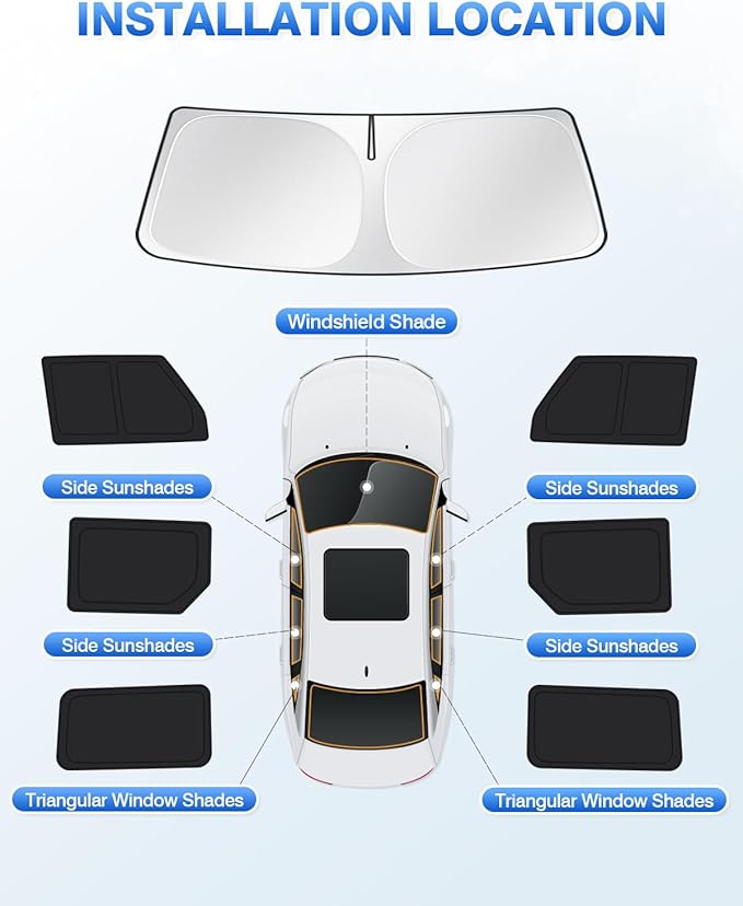 Windshield Sun Shade for 2021-2025 2026 Ford Bronco 4 Door Side Rear Window (...