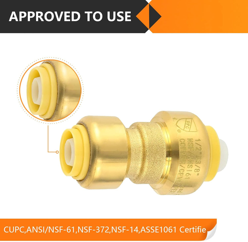 10PC HeSun 1/2" x 3/8" Push to Connect Coupling(PF156-10)
