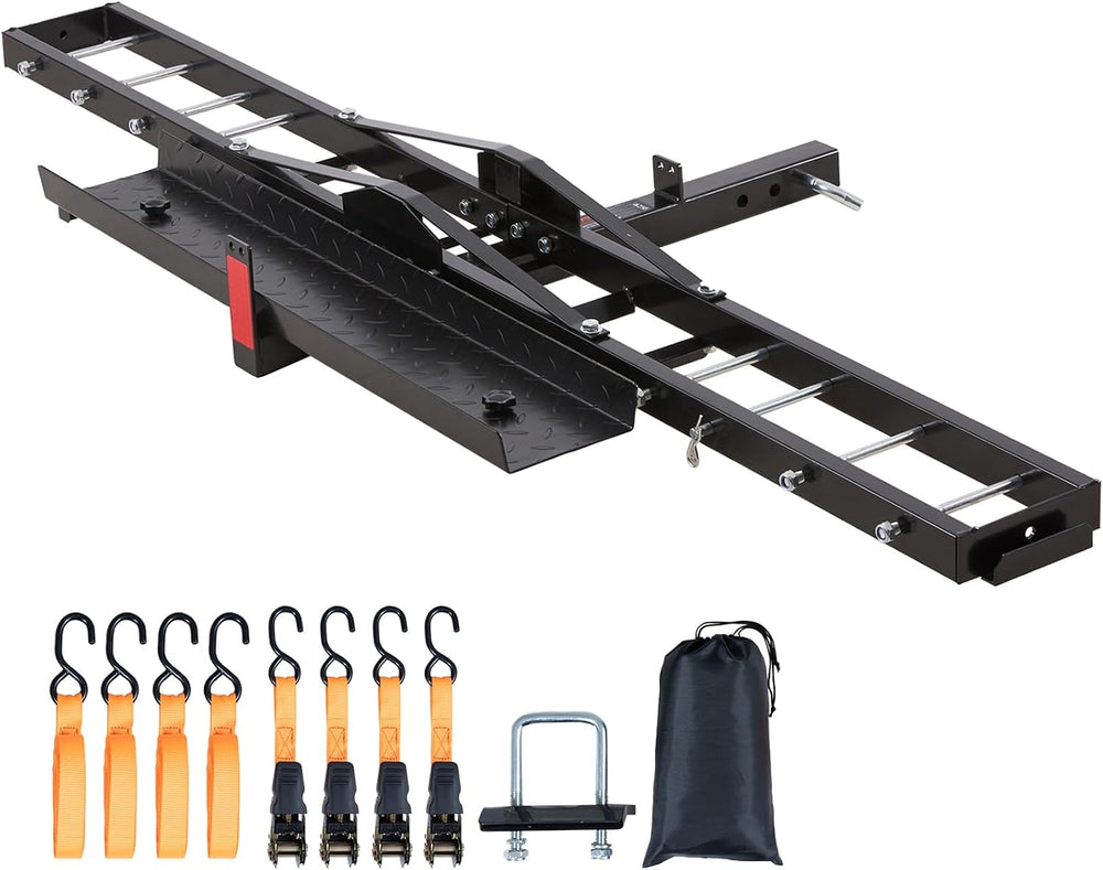 VEVOR Motorcycle Carrier, 600 LBS Steel Motorcycle Carrier Hitch Mount with 4...