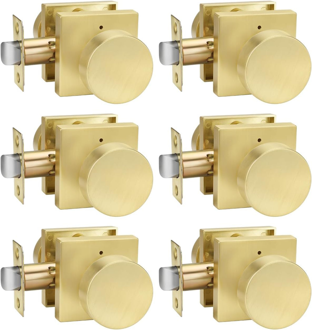 Goldenwarm Brushed Gold Door Knobs Interior, Gold Privacy Door Knob 6 Pack