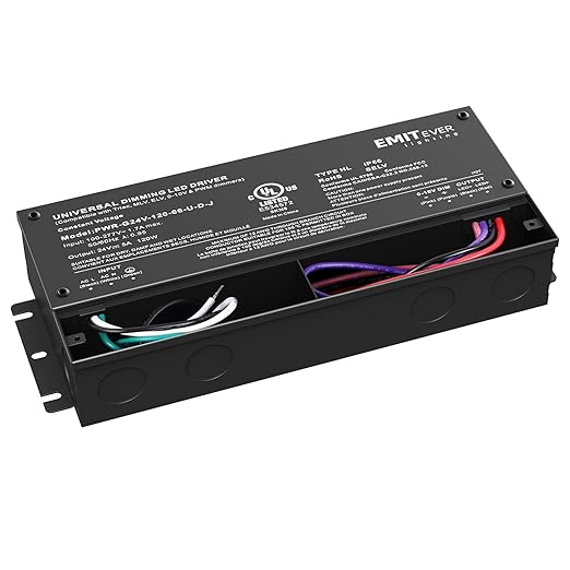 EMITEVER 120W Dimmable LED Driver, 24V Triac Dimmable Power Supply, AC to DC
