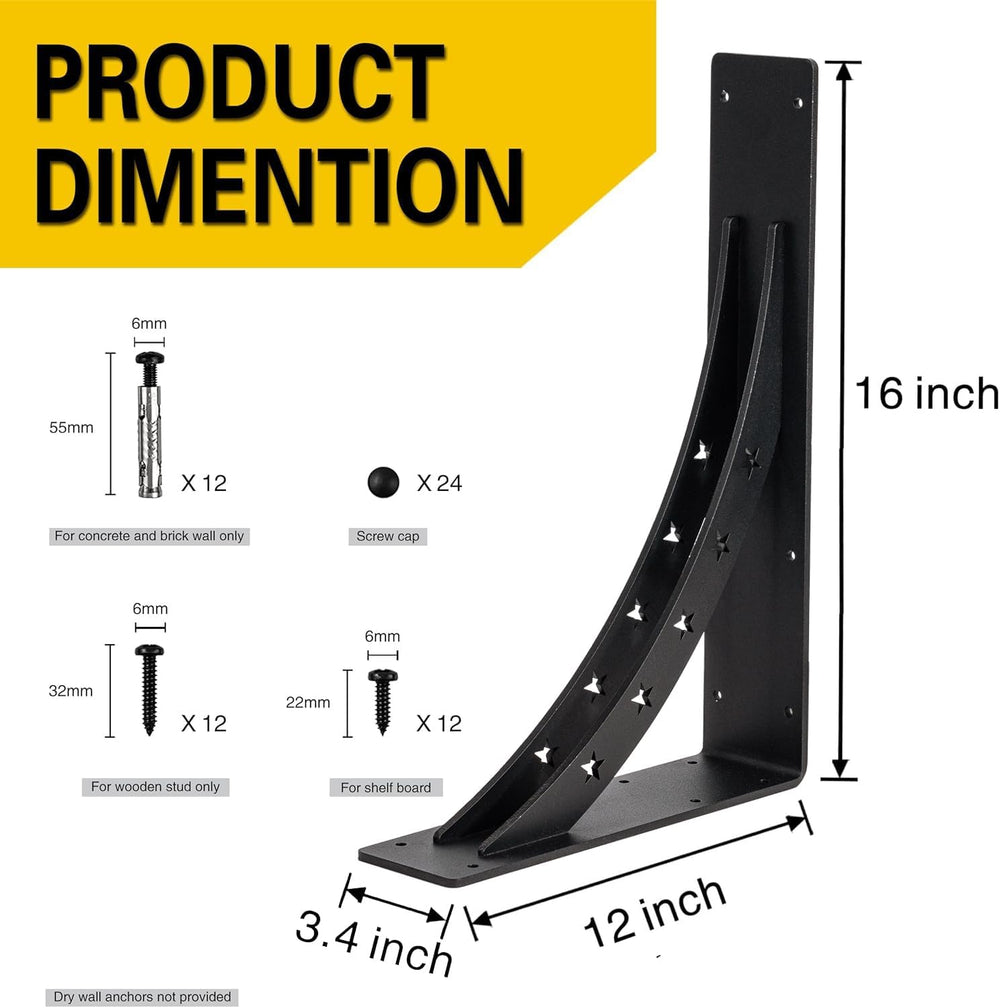 Heavy Duty Shelf Brackets๏ผmax Load 900 LBS,Premium Alloy Metal Mantel Bracket...